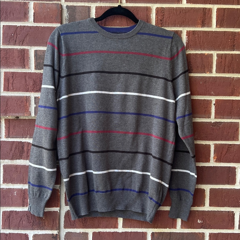 Empyre Gray Sweater with Blue Stripes